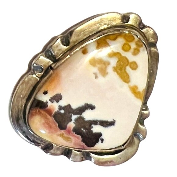 Vtg Picture Jasper Pendant Artisan Silver 925 Necklace Southwest Twisted Torque - Picture 2 of 11